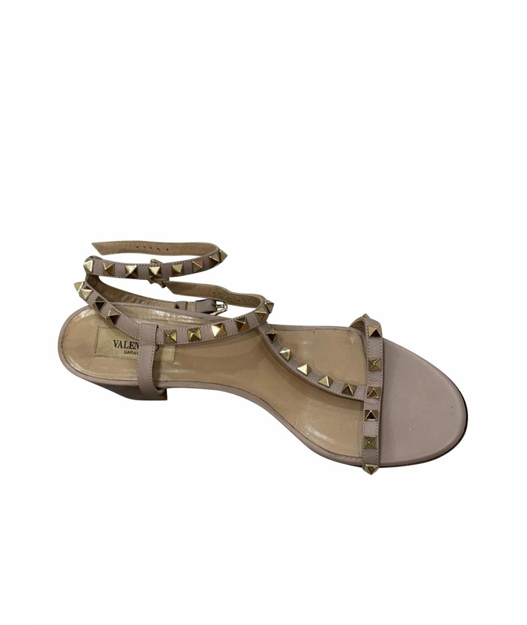 VALENTINO Розовые кожаные босоножки, фото 1
