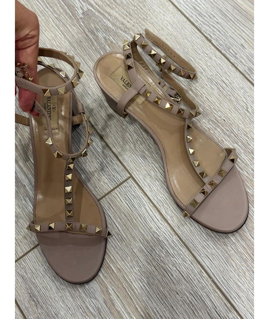 VALENTINO Розовые кожаные босоножки, фото 9