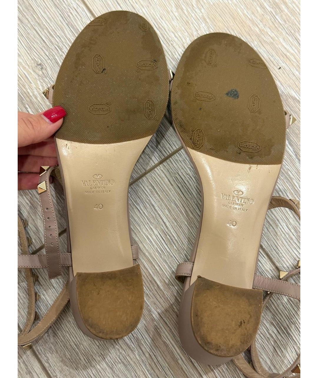 VALENTINO Розовые кожаные босоножки, фото 3