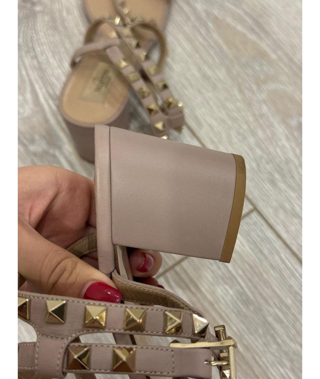 VALENTINO Розовые кожаные босоножки, фото 5