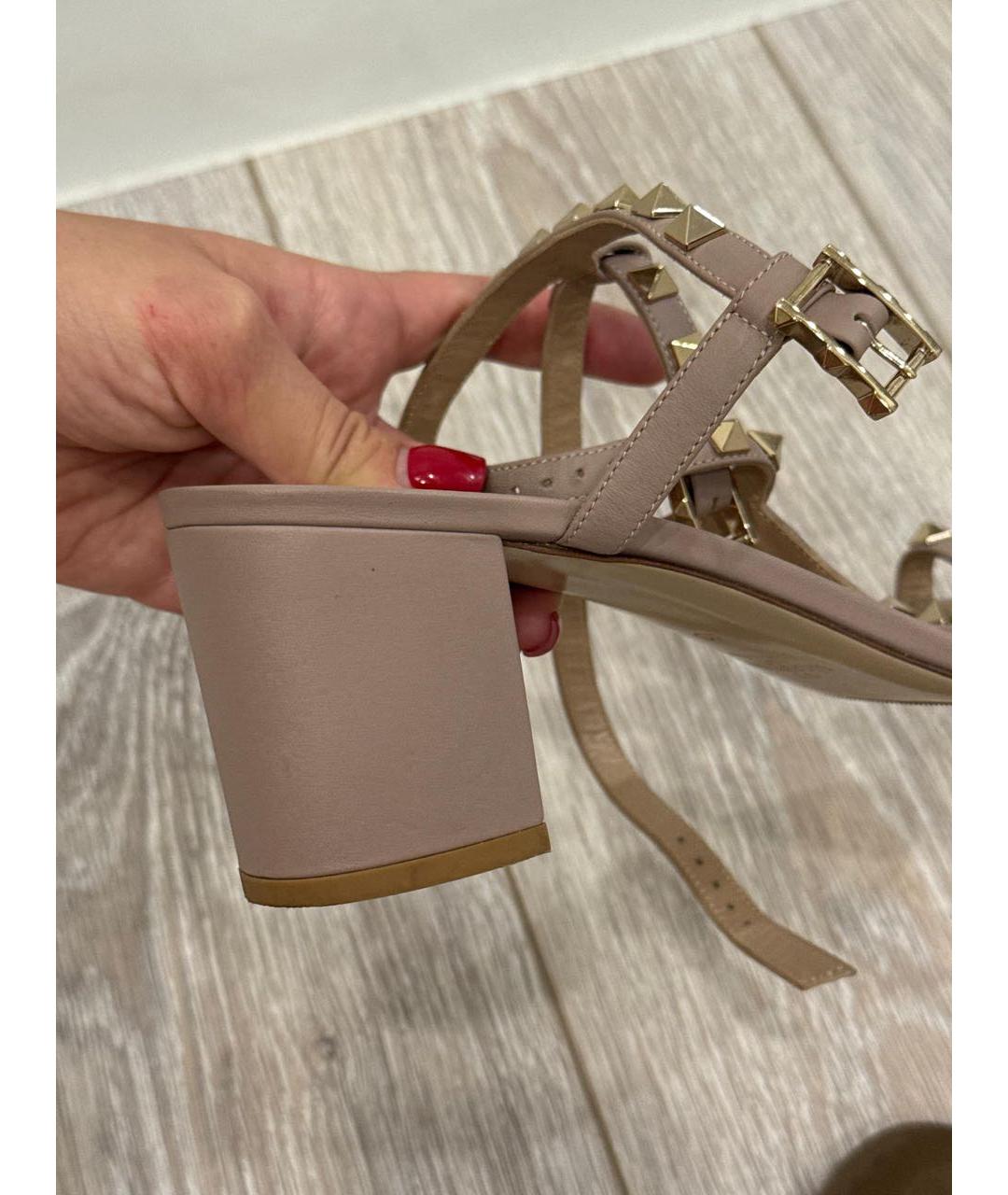 VALENTINO Розовые кожаные босоножки, фото 7