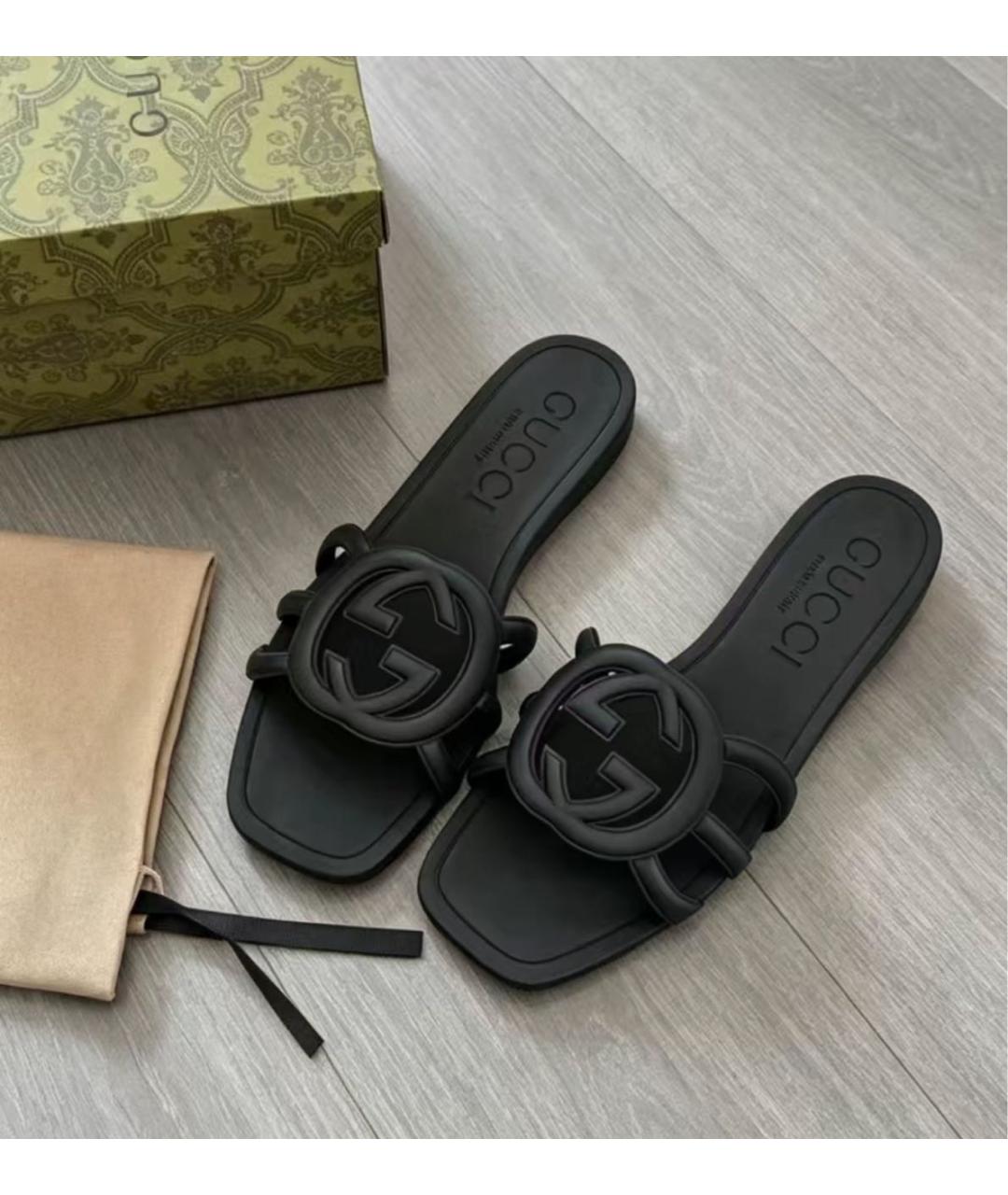 GUCCI Черные шлепанцы, фото 7