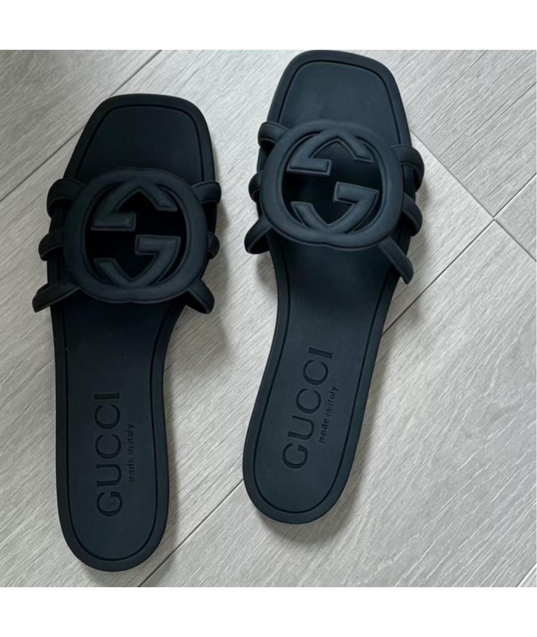 GUCCI Черные шлепанцы, фото 6