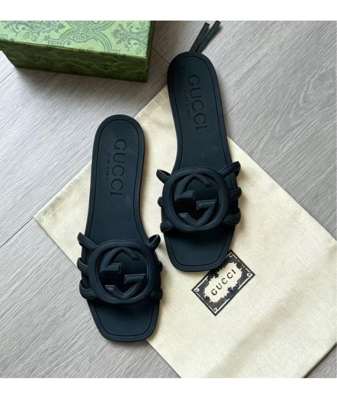 GUCCI Черные шлепанцы, фото 8