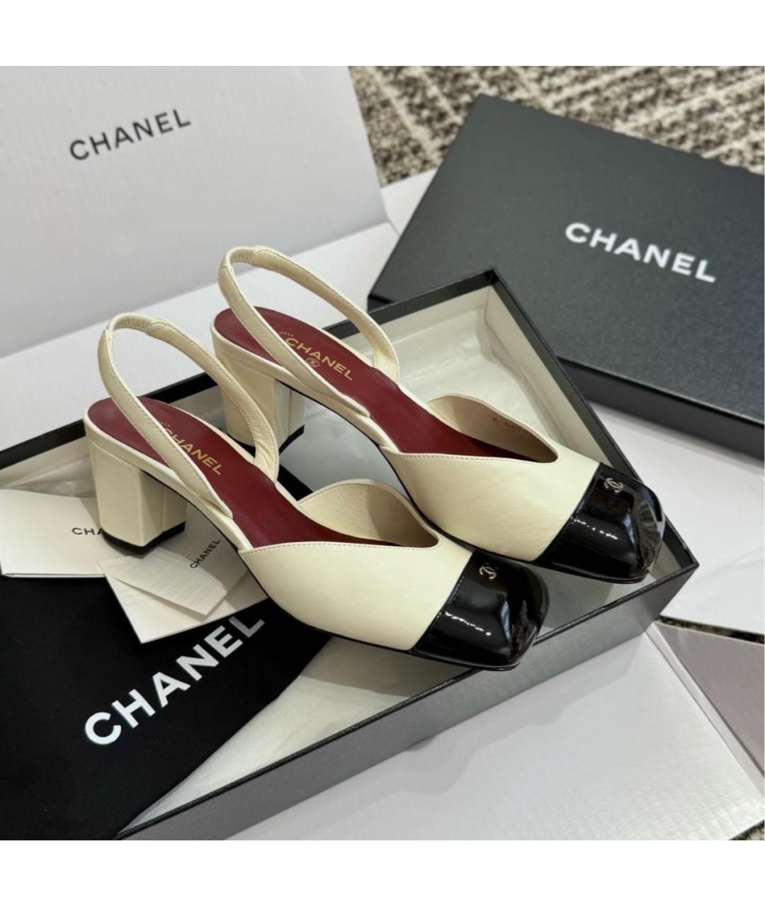 CHANEL Белые кожаные туфли, фото 5