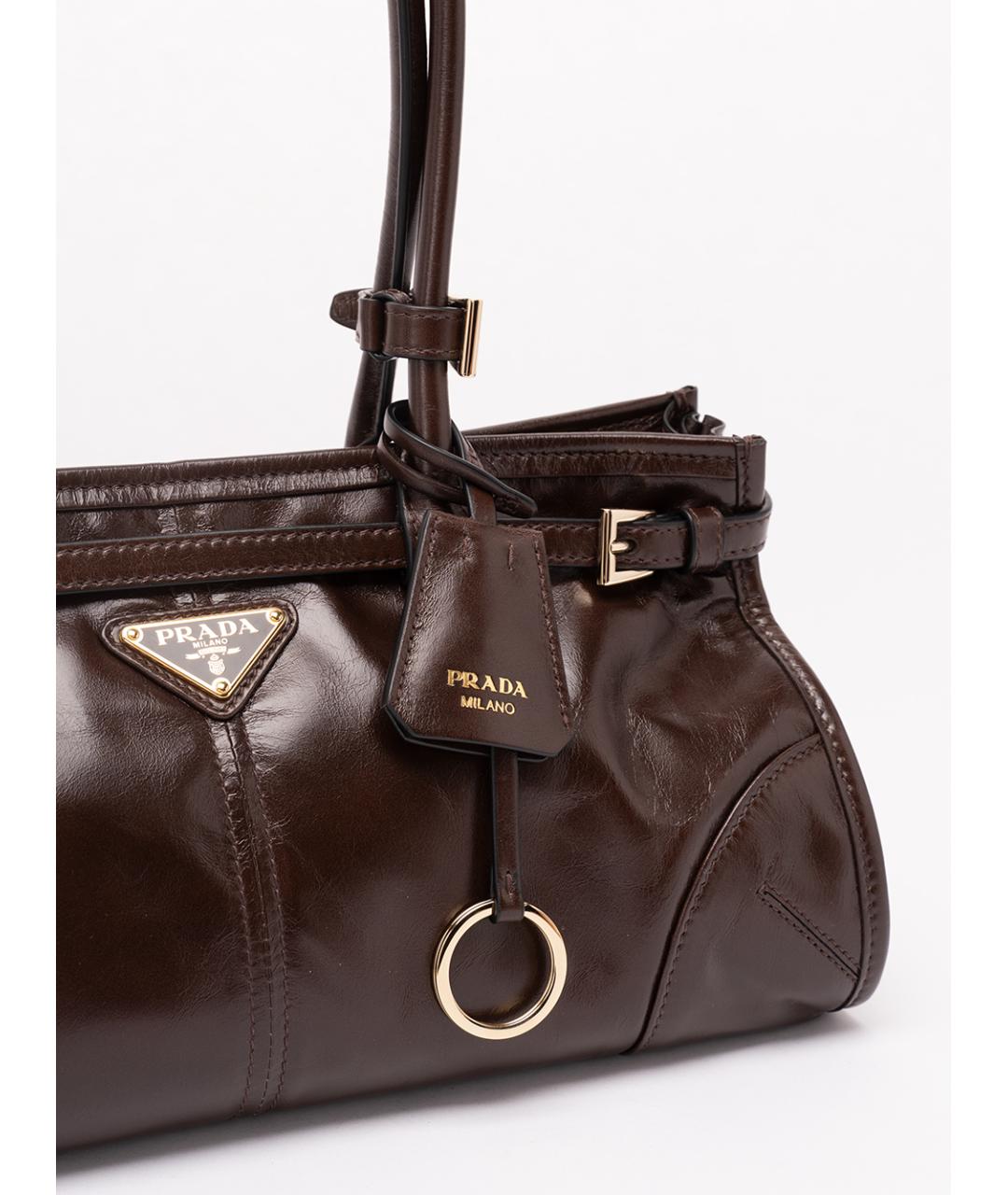 PRADA Коричневая кожаная сумка через плечо, фото 5