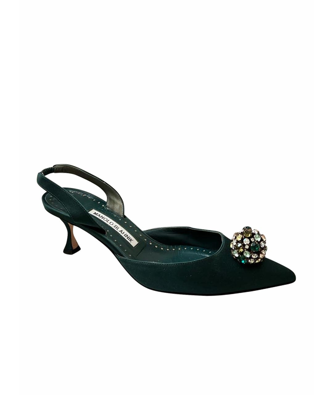 MANOLO BLAHNIK Зеленые текстильные туфли, фото 1