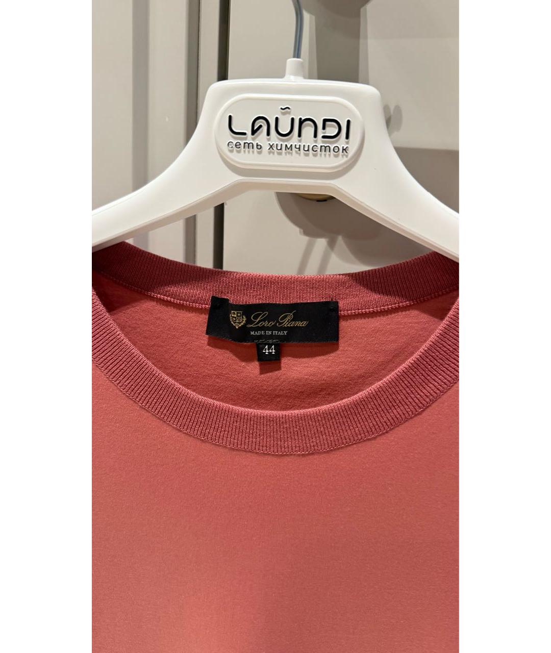 LORO PIANA Коралловая хлопковая футболка, фото 3