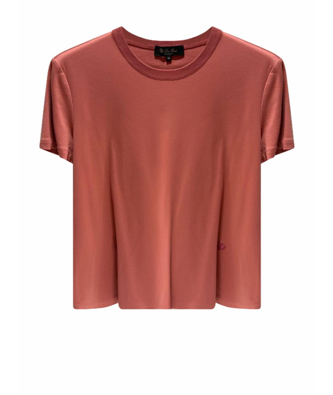 LORO PIANA Коралловая хлопковая футболка, фото 1