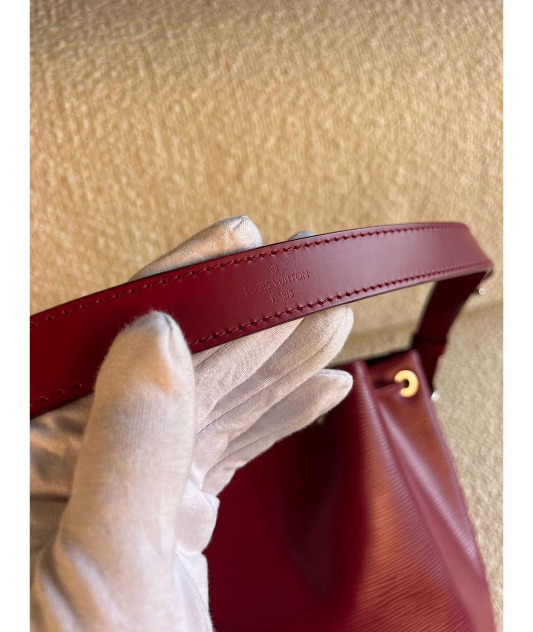 LOUIS VUITTON Бордовая кожаная сумка через плечо, фото 7