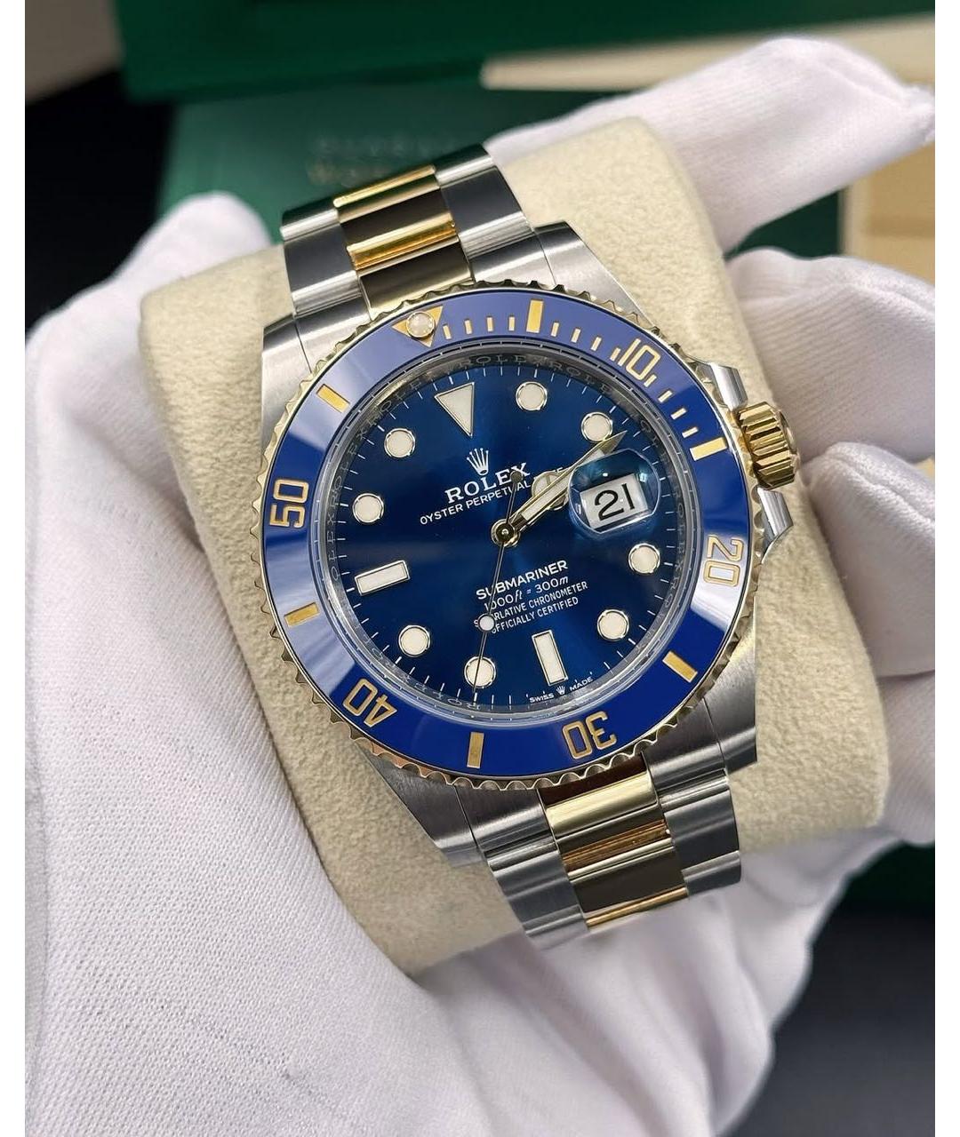 ROLEX Синие часы из желтого золота, фото 2