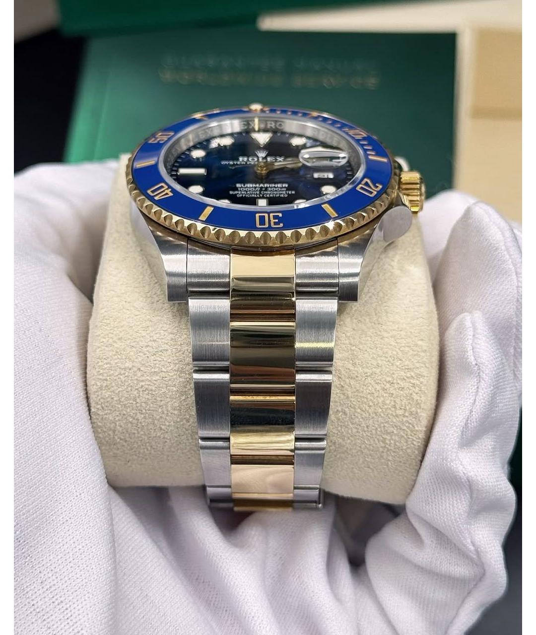 ROLEX Синие часы из желтого золота, фото 4