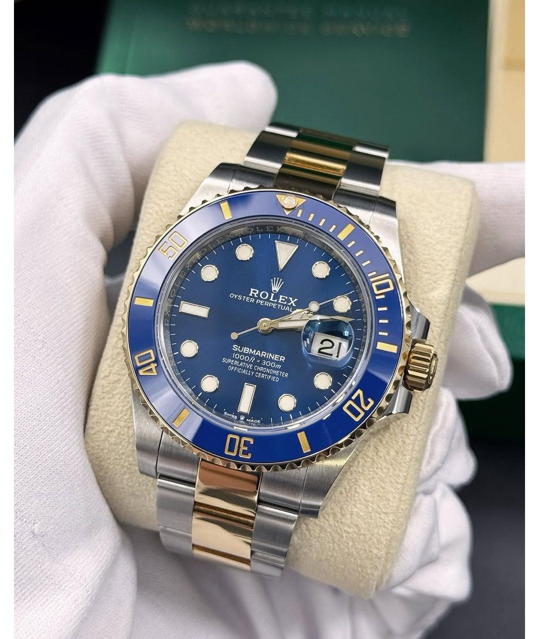 ROLEX Синие часы из желтого золота, фото 3