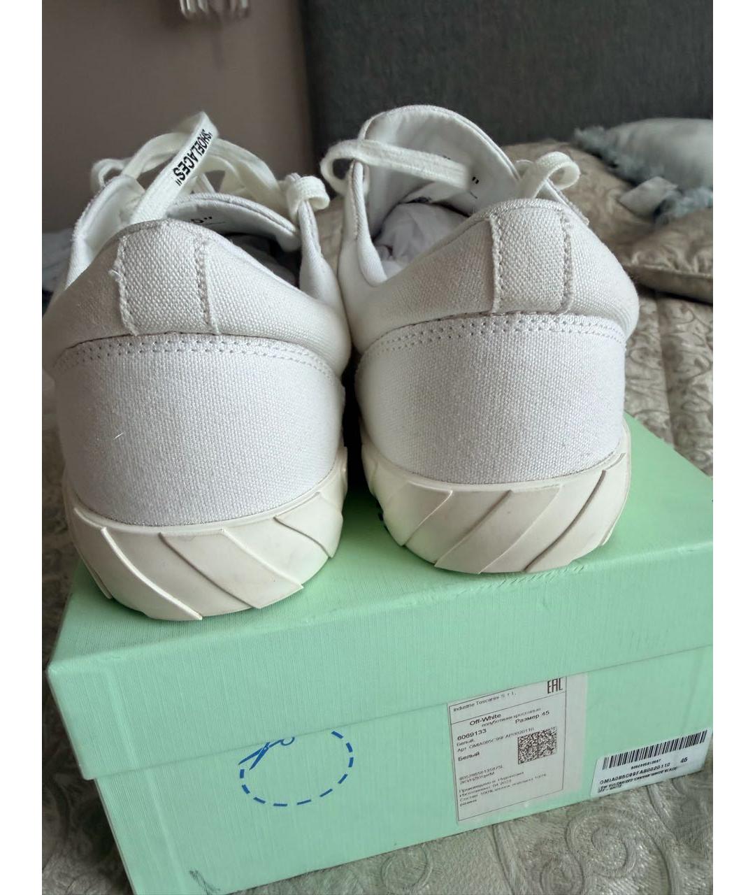 OFF-WHITE Белые текстильные низкие кроссовки / кеды, фото 4