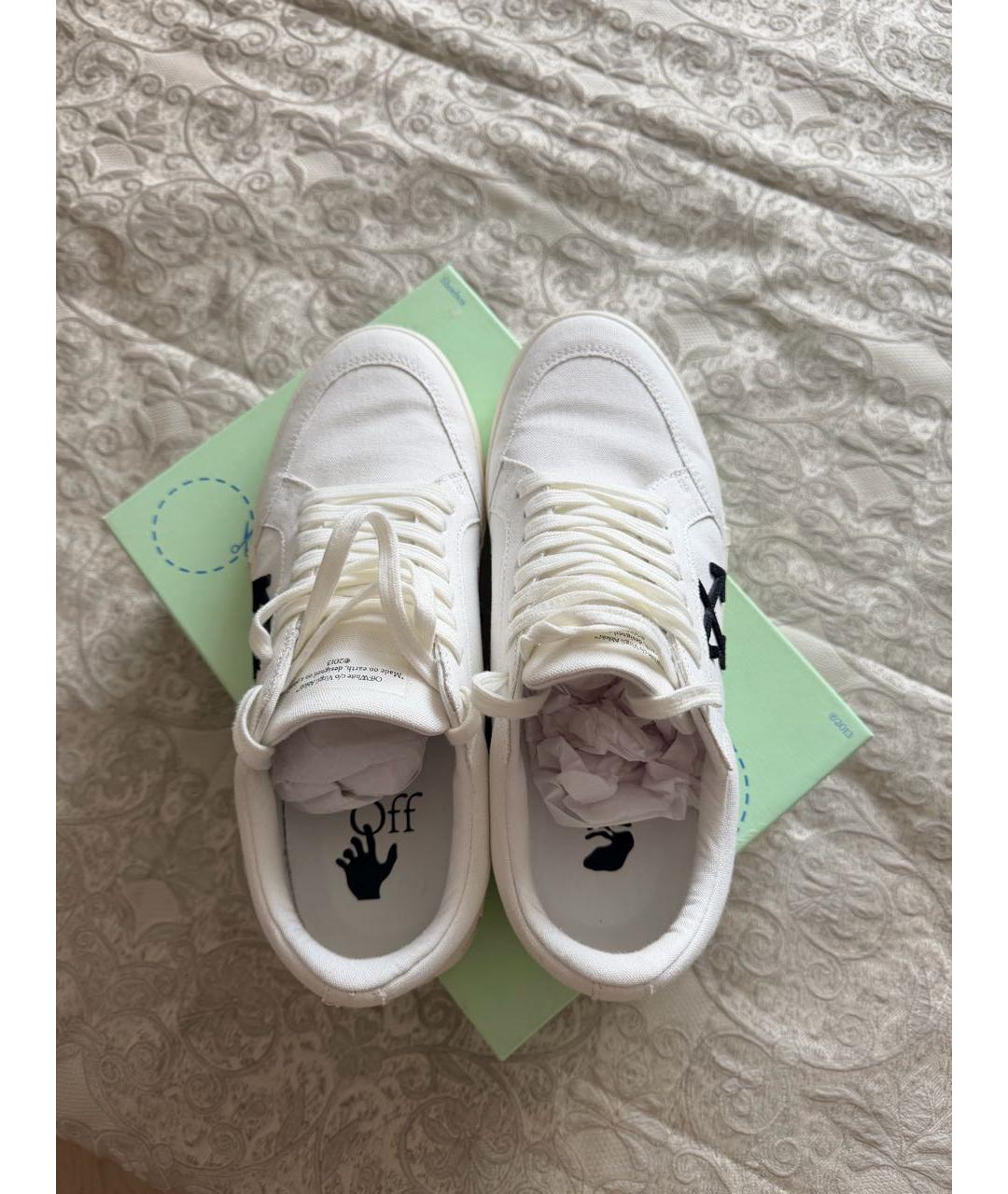 OFF-WHITE Белые текстильные низкие кроссовки / кеды, фото 3