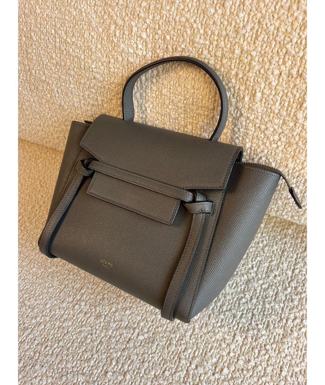 CELINE Антрацитовая кожаная сумка с короткими ручками, фото 5