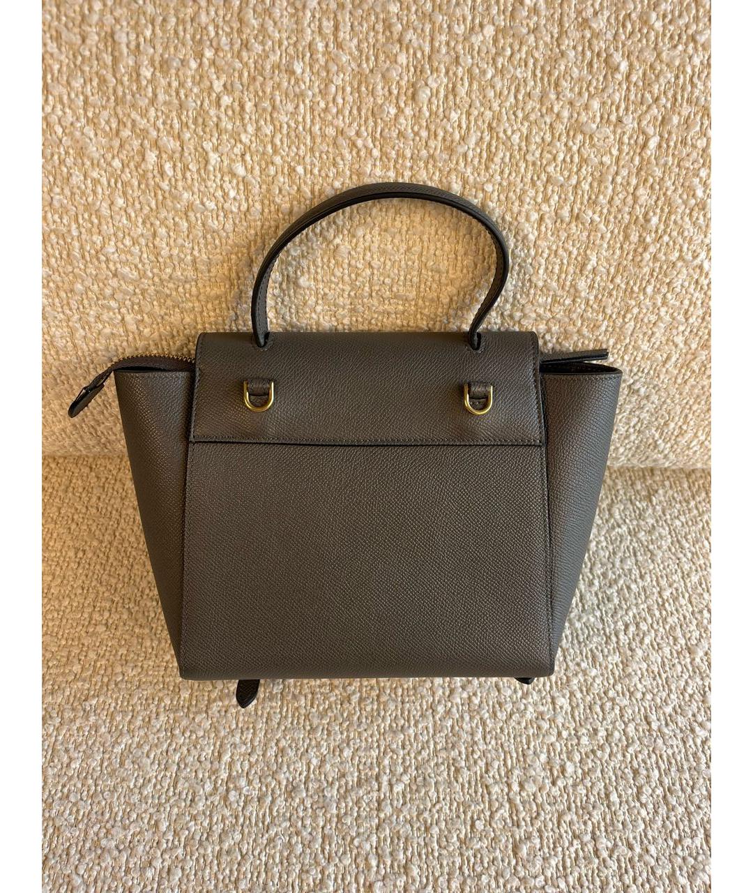 CELINE Антрацитовая кожаная сумка с короткими ручками, фото 3