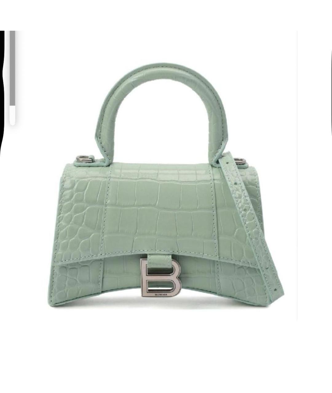BALENCIAGA Салатовая кожаная сумка с короткими ручками, фото 5