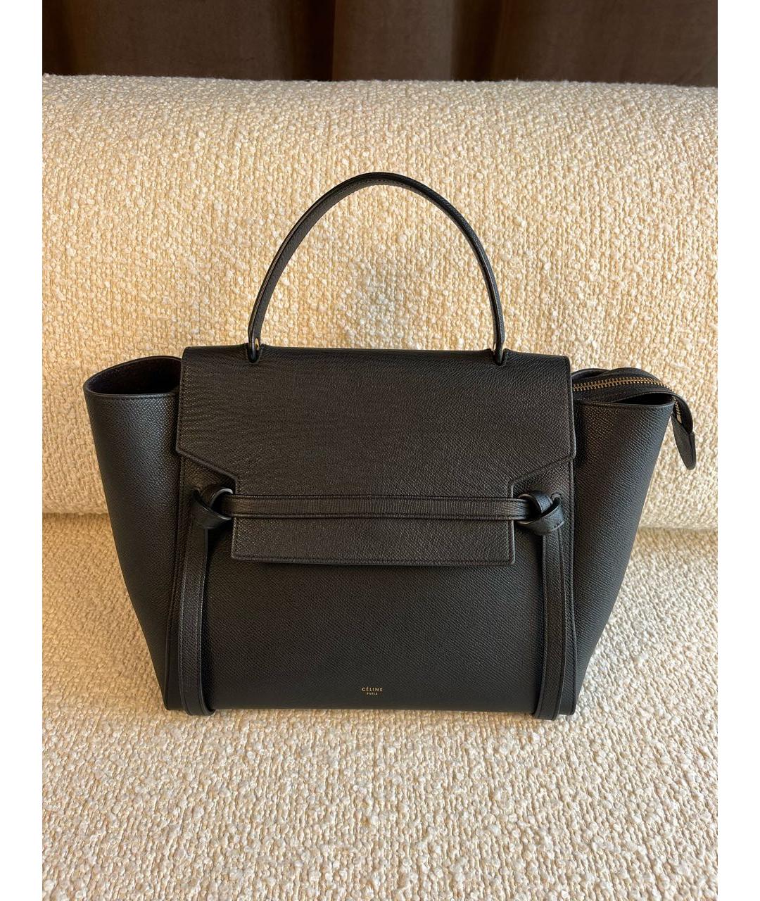 CELINE Черная кожаная сумка с короткими ручками, фото 9