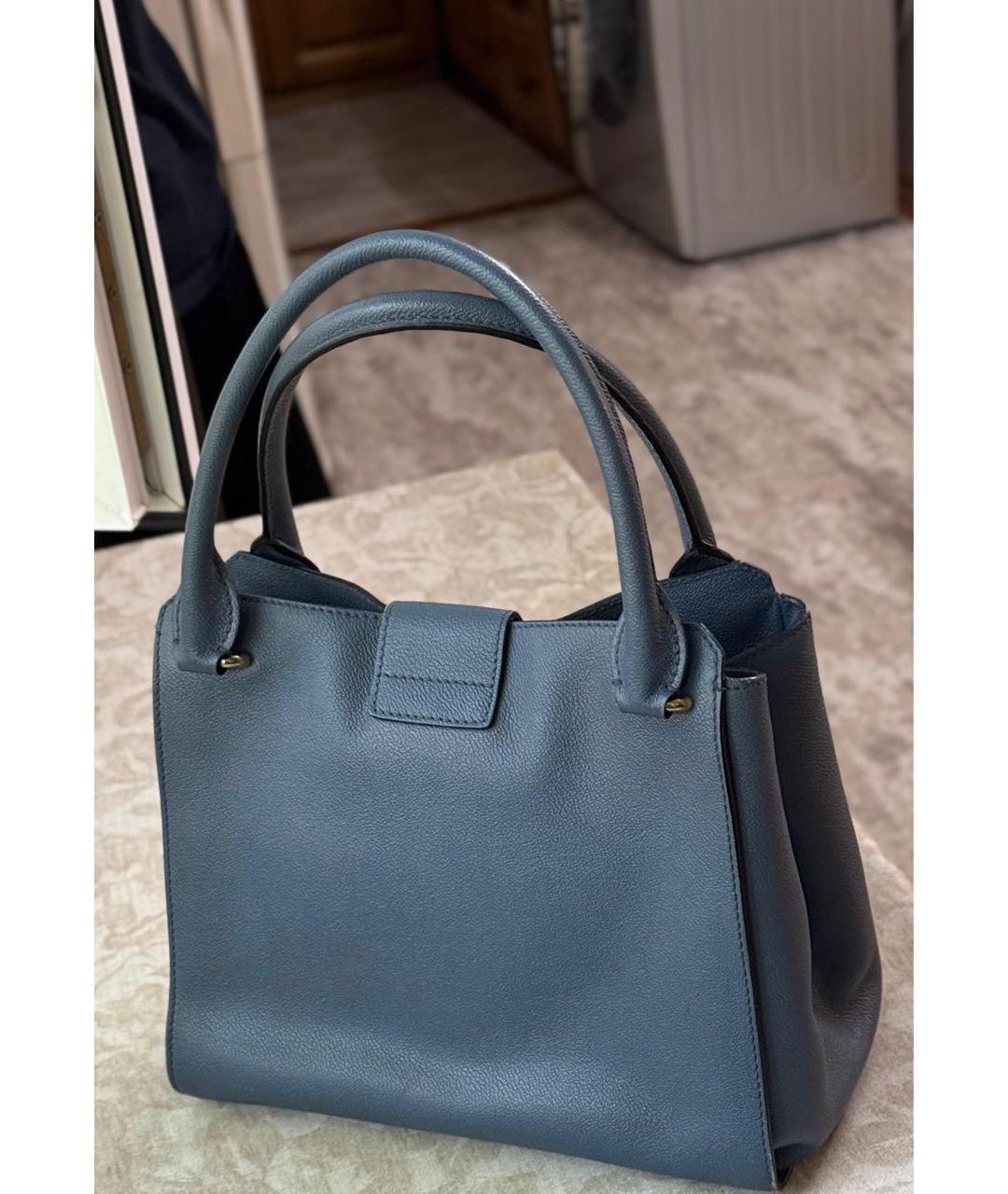 BURBERRY Голубая кожаная сумка с короткими ручками, фото 2