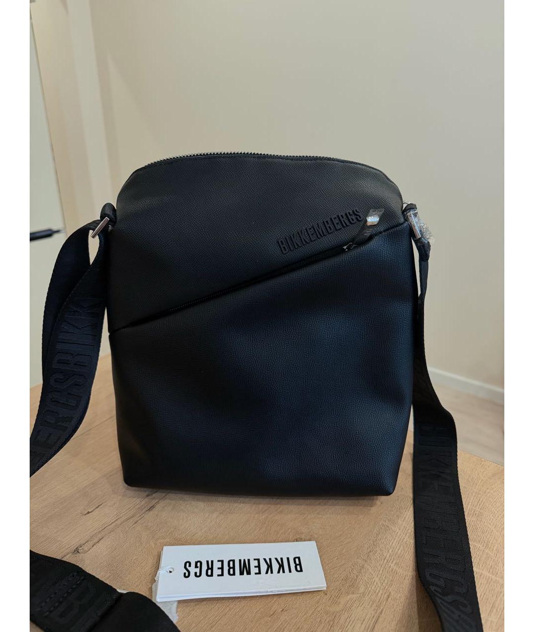 BIKKEMBERGS Черная сумка на плечо из искусственной кожи, фото 2