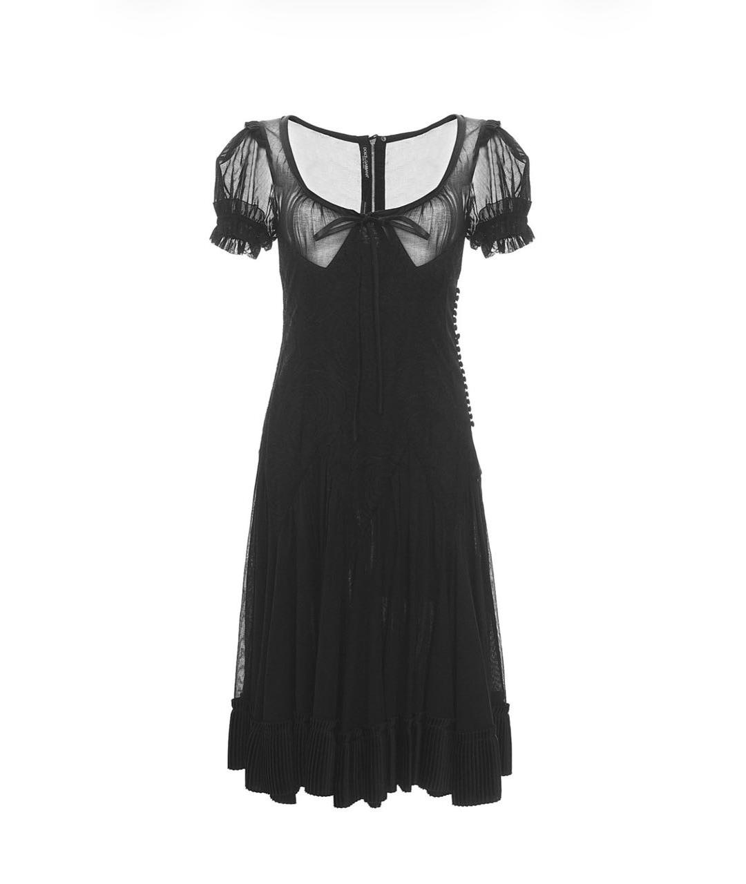 DOLCE&GABBANA Черное хлопковое коктейльное платье, фото 1