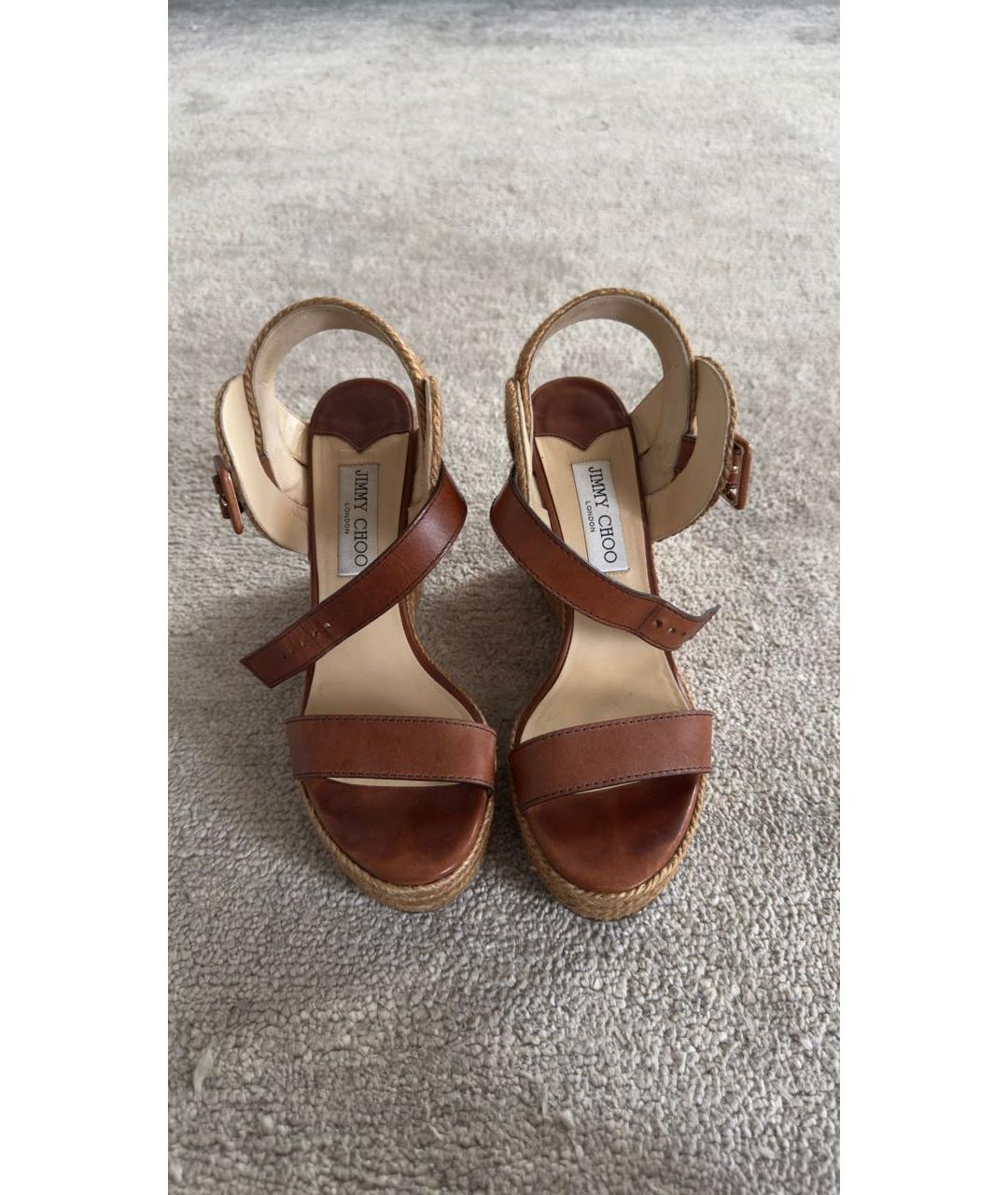 JIMMY CHOO Коричневые кожаные босоножки, фото 2