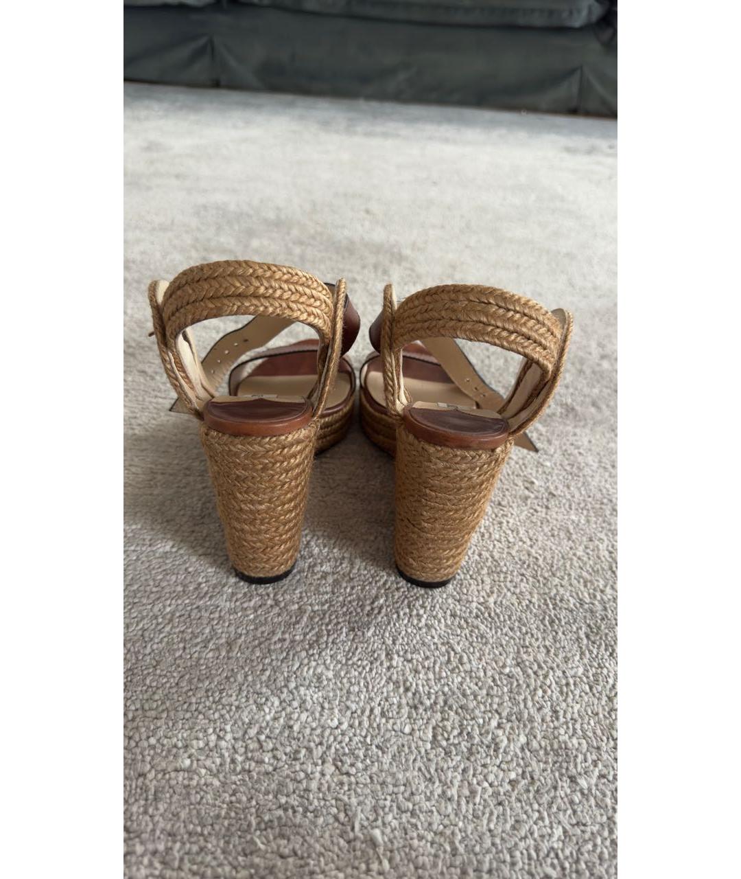 JIMMY CHOO Коричневые кожаные босоножки, фото 4
