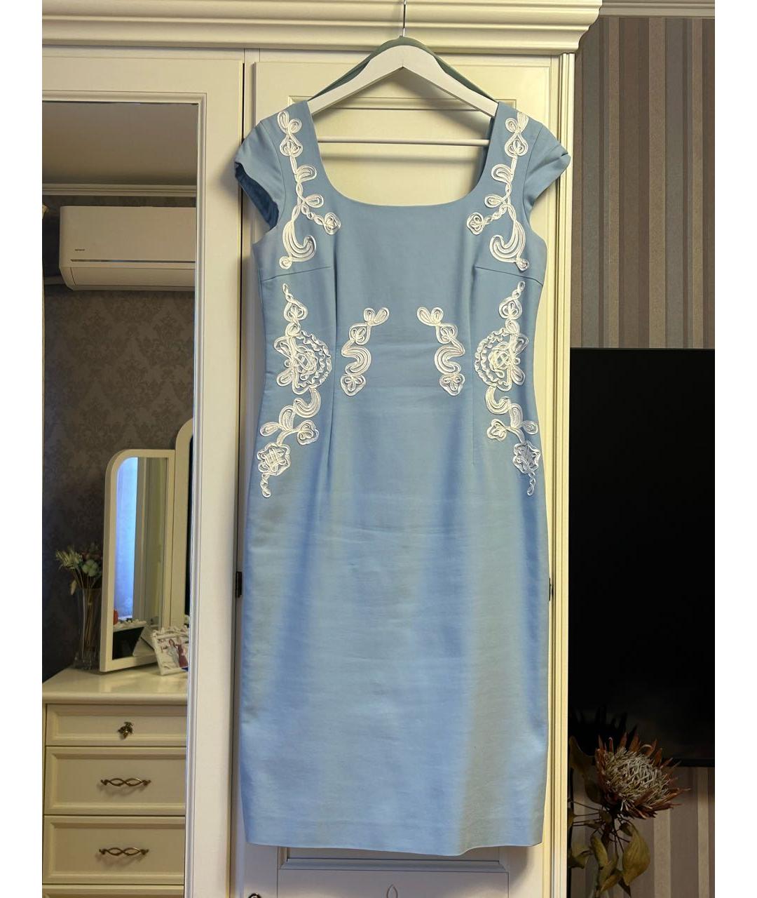ESCADA Голубое хлопковое коктейльное платье, фото 9