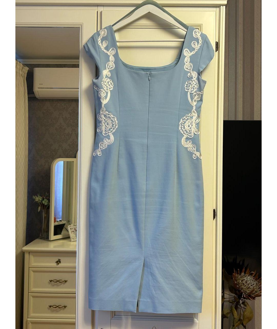 ESCADA Голубое хлопковое коктейльное платье, фото 2
