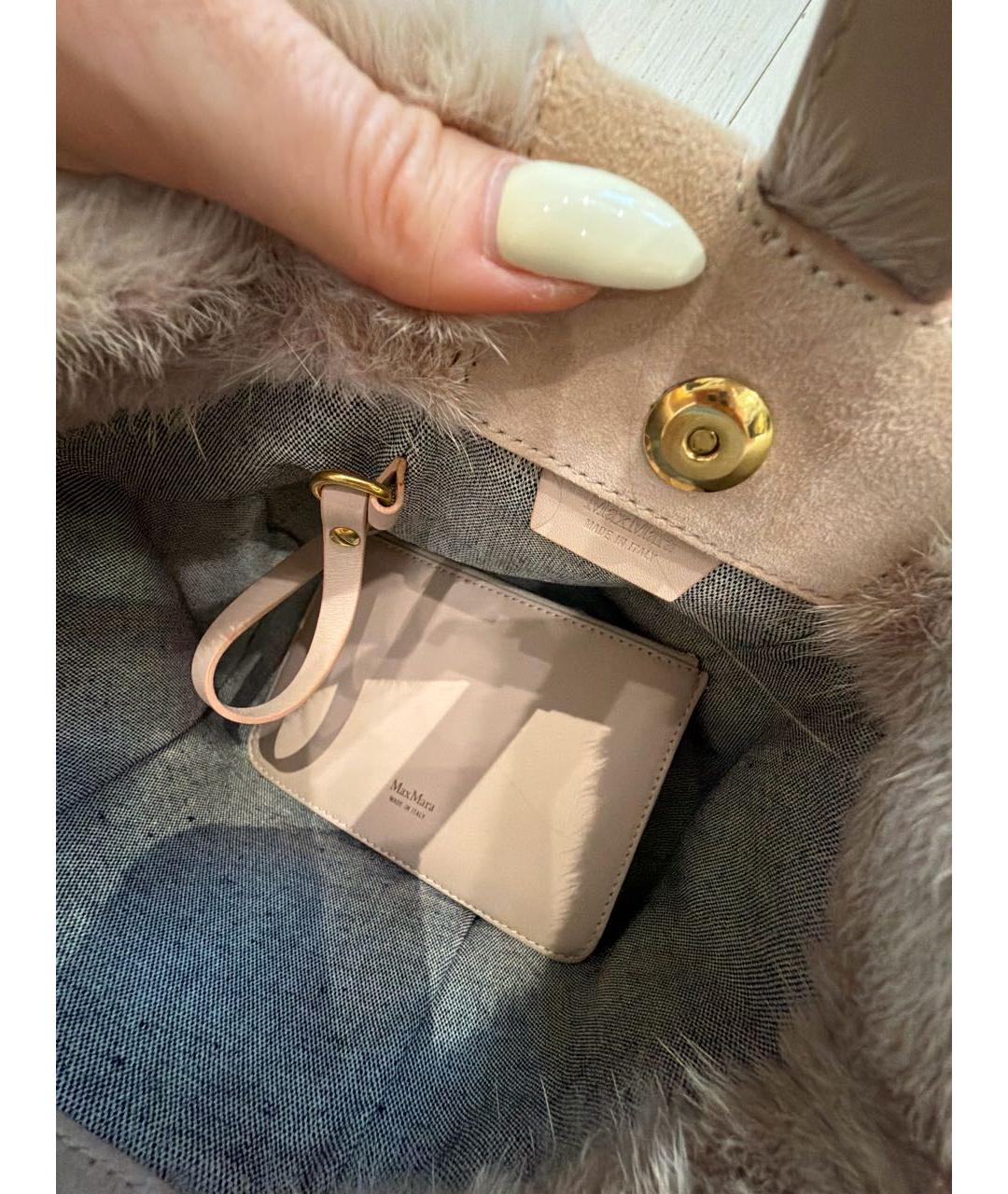MAX MARA Бежевая меховая сумка тоут, фото 3
