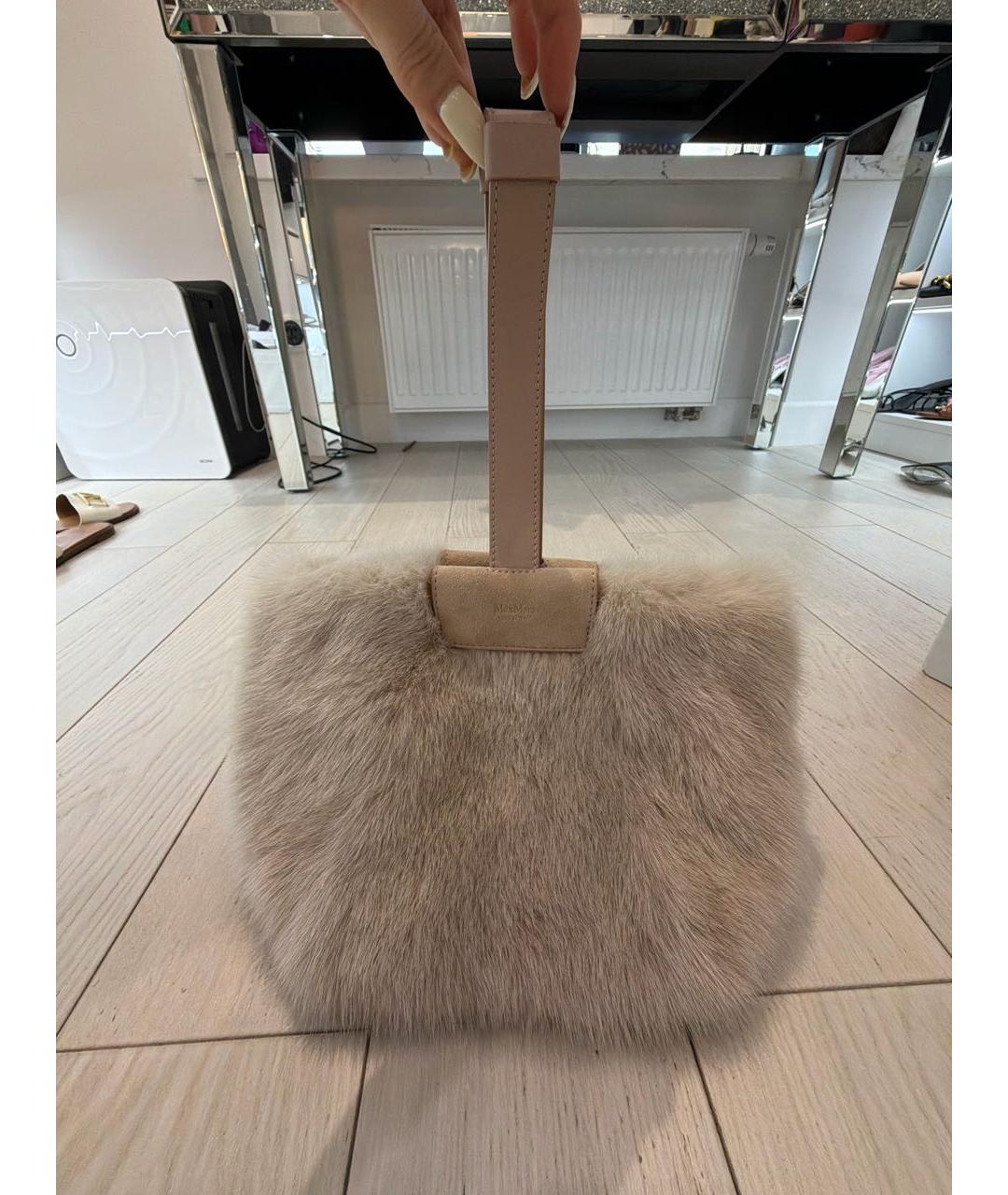 MAX MARA Бежевая меховая сумка тоут, фото 5