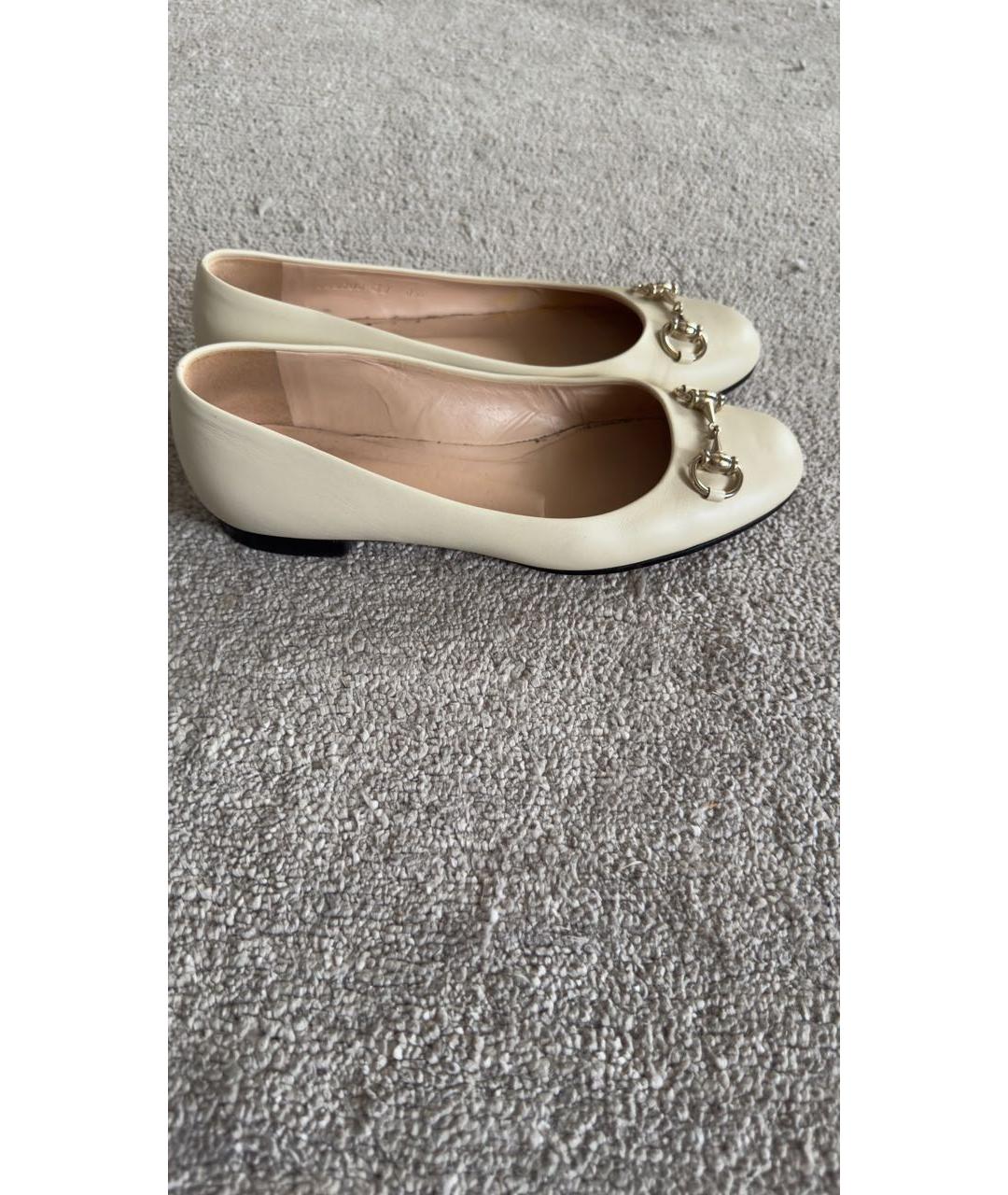 GUCCI Белые кожаные балетки, фото 4