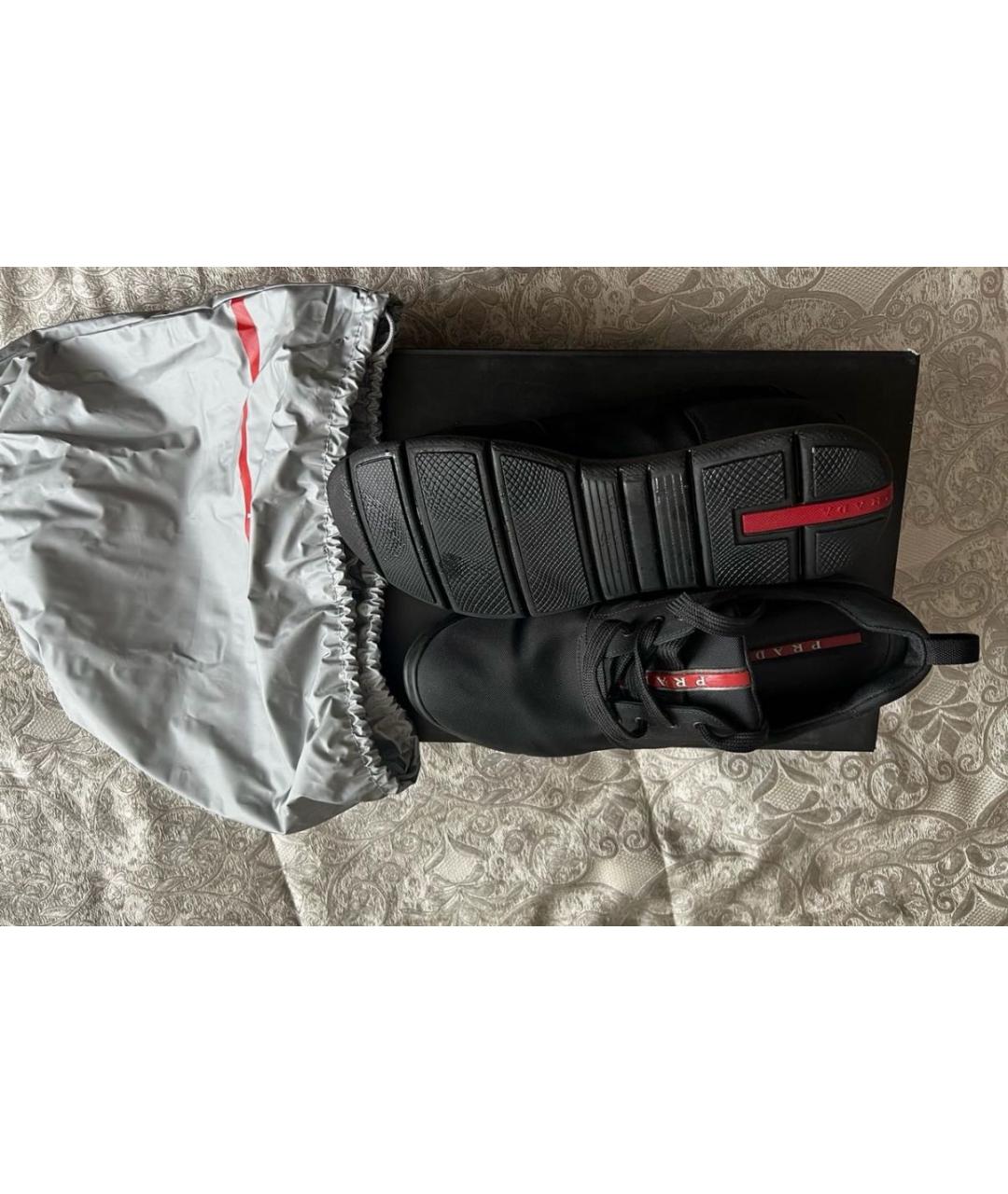 PRADA Черные неопреновые низкие кроссовки / кеды, фото 2