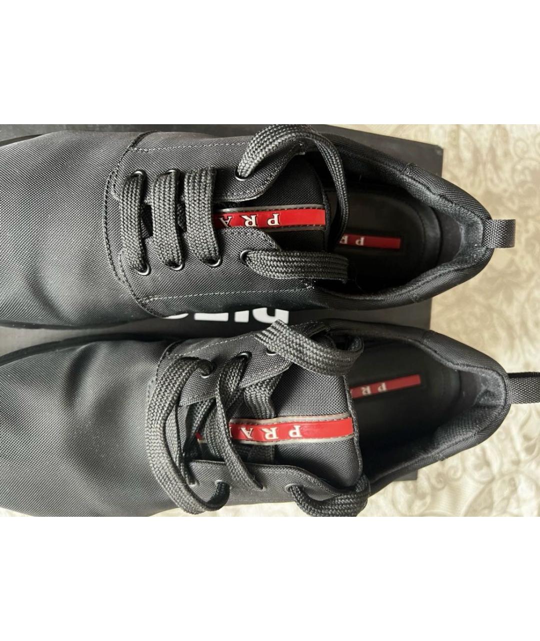 PRADA Черные неопреновые низкие кроссовки / кеды, фото 3