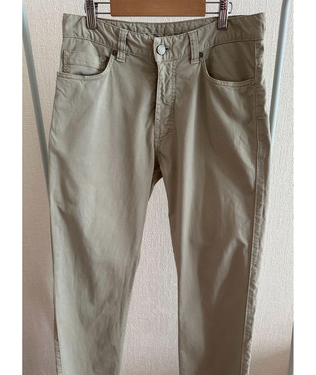 ERMENEGILDO ZEGNA XXX Бежевые хлопковые повседневные брюки, фото 2