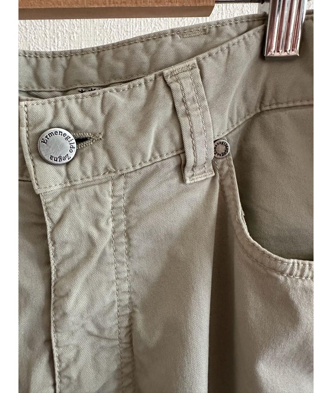 ERMENEGILDO ZEGNA XXX Бежевые хлопковые повседневные брюки, фото 8