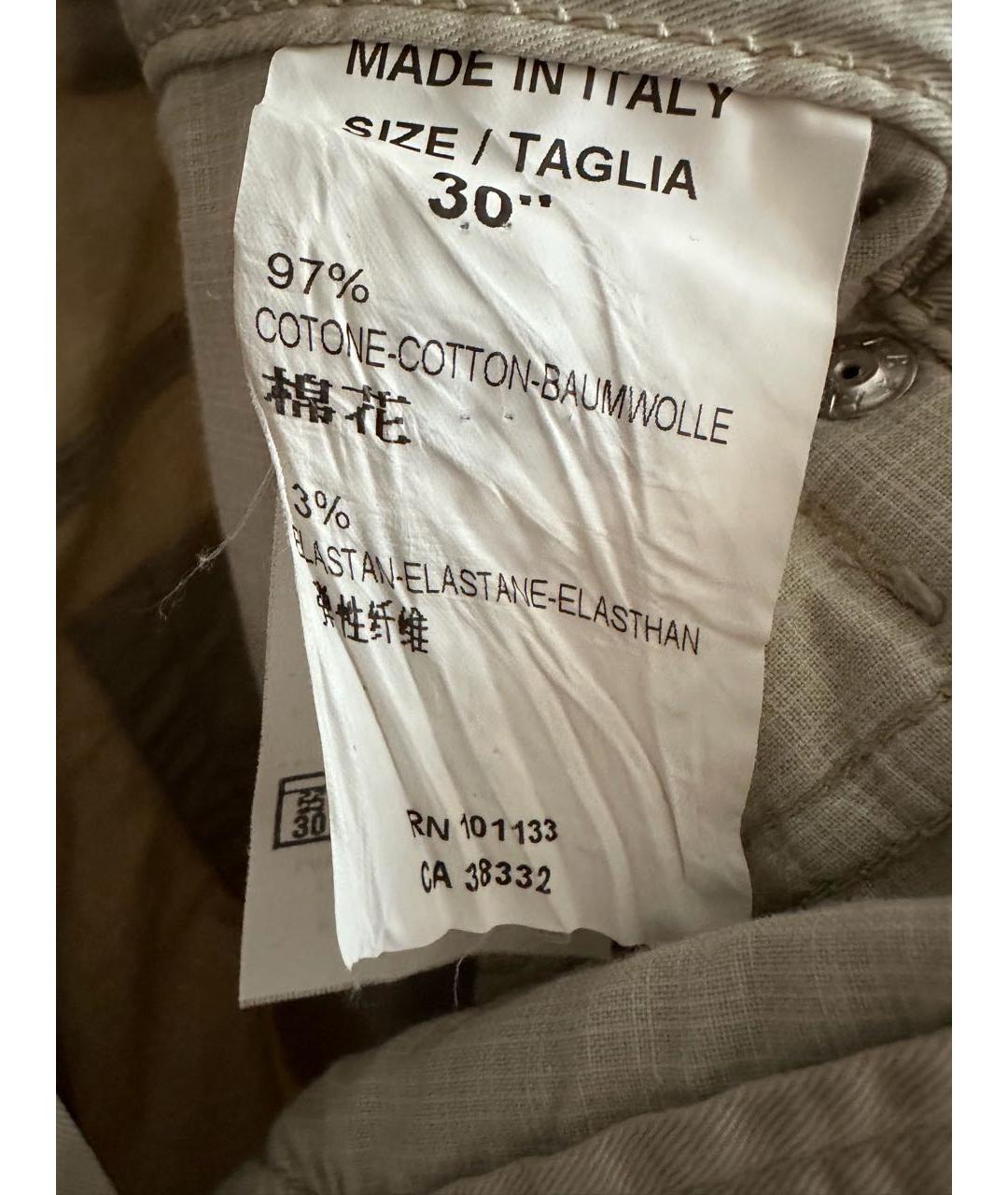 ERMENEGILDO ZEGNA XXX Бежевые хлопковые повседневные брюки, фото 4