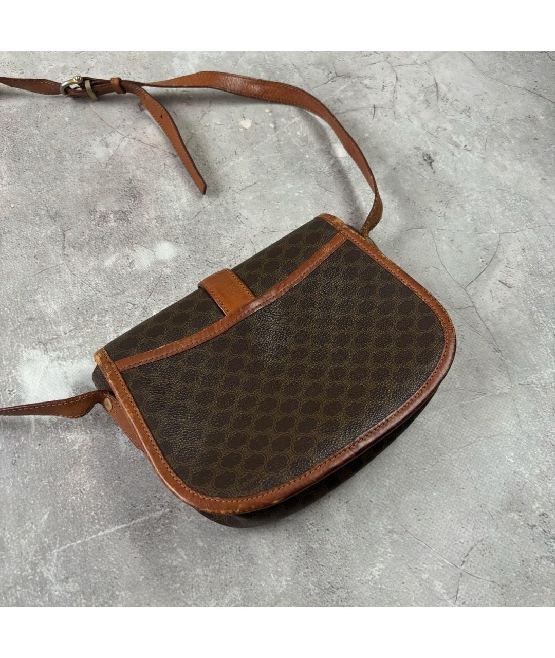 CELINE Коричневая кожаная сумка на плечо, фото 4