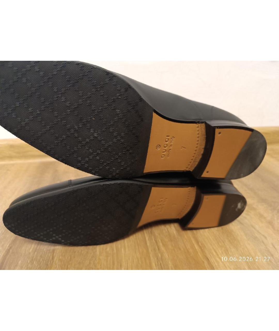 GUCCI Черные кожаные туфли, фото 5