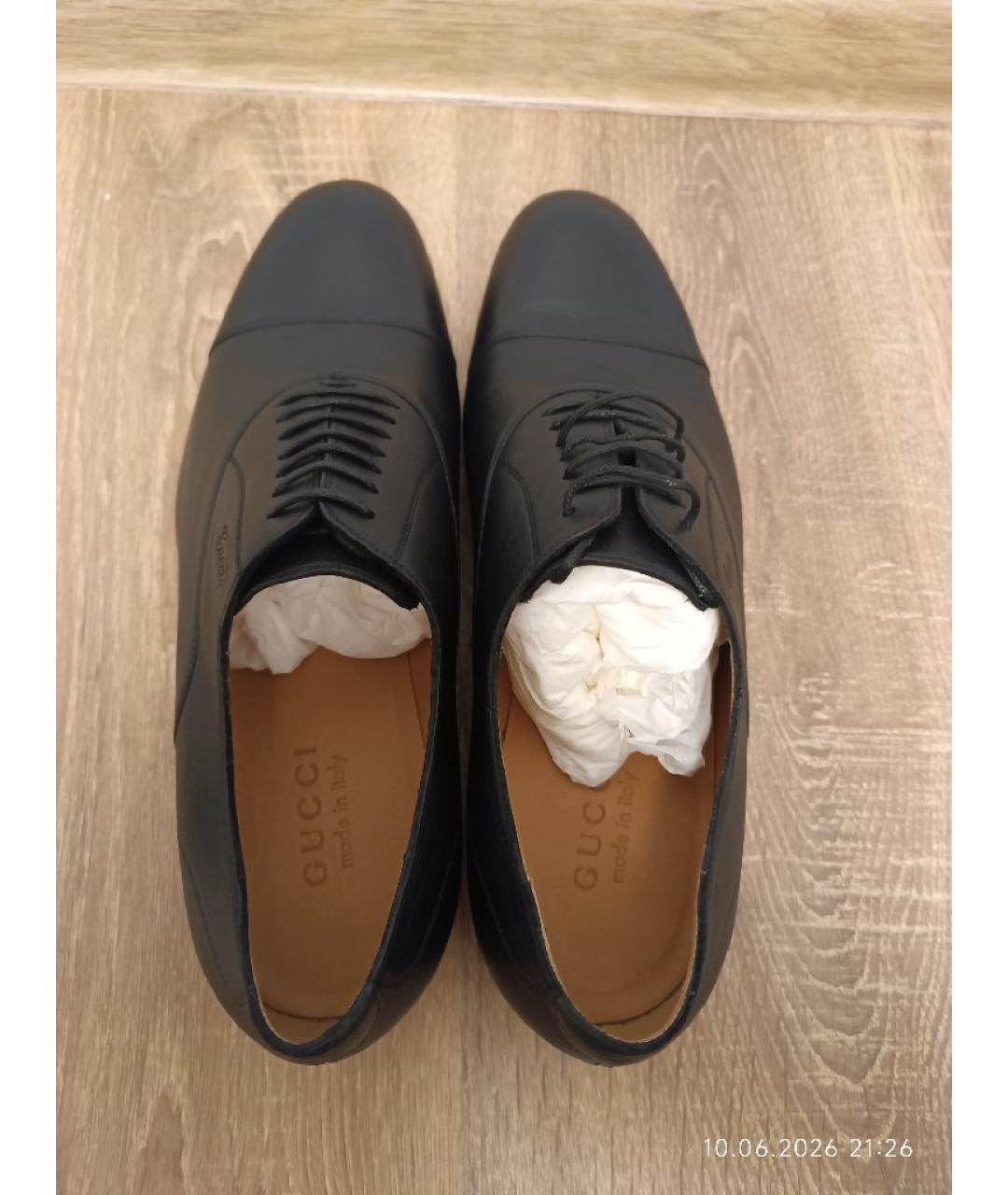 GUCCI Черные кожаные туфли, фото 3
