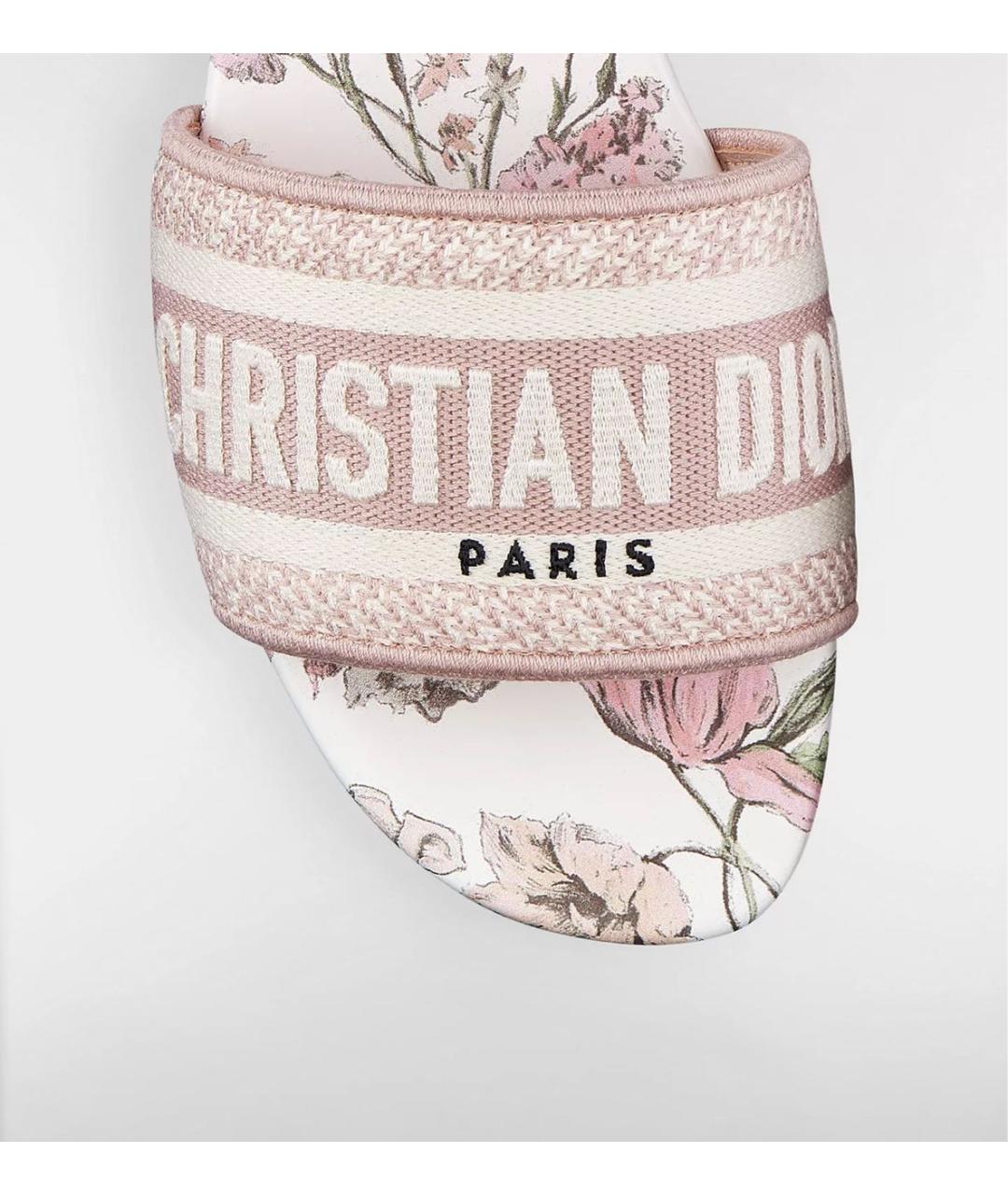 CHRISTIAN DIOR Розовые текстильные шлепанцы, фото 5