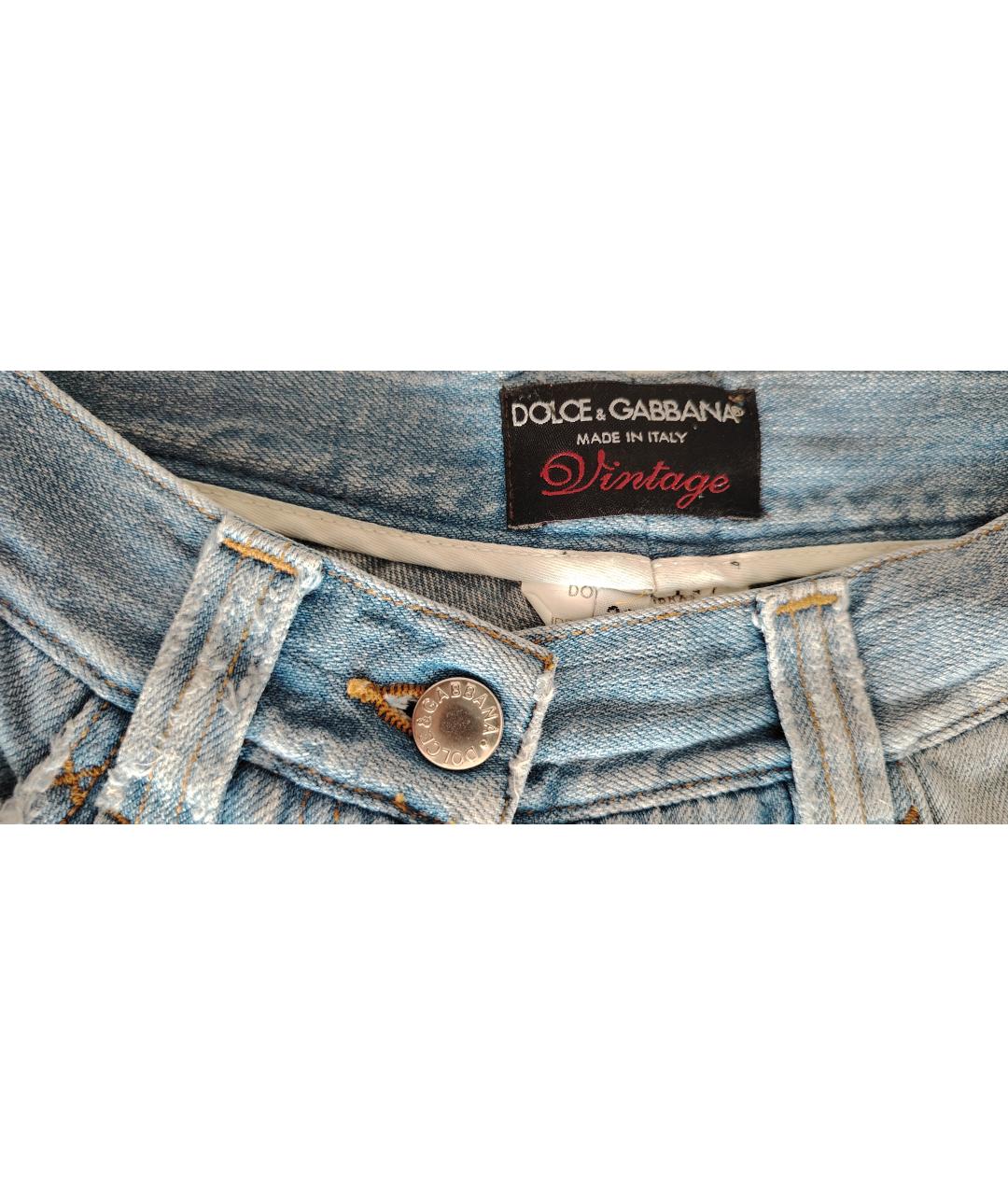 DOLCE&GABBANA Голубые хлопковые джинсы клеш, фото 3
