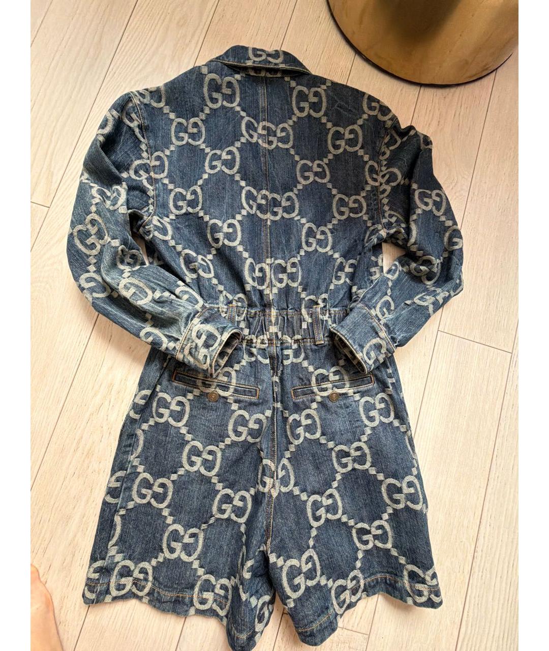 GUCCI Синий деним комбинезон, фото 2