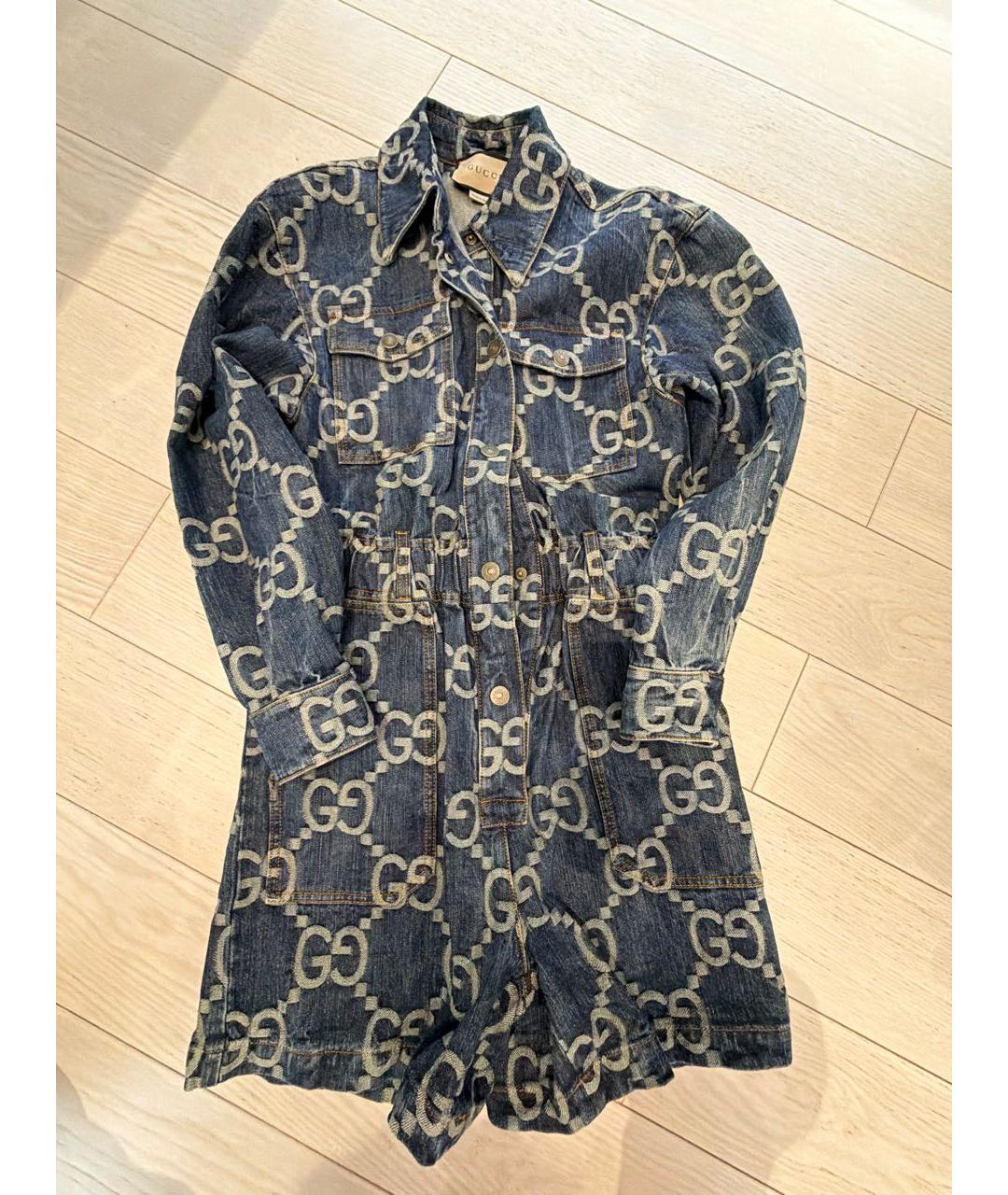 GUCCI Синий деним комбинезон, фото 5