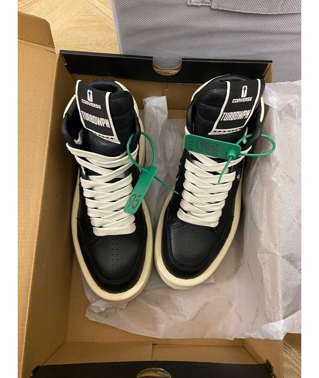RICK OWENS DRKSHDW Черные кожаные высокие кроссовки / кеды, фото 2