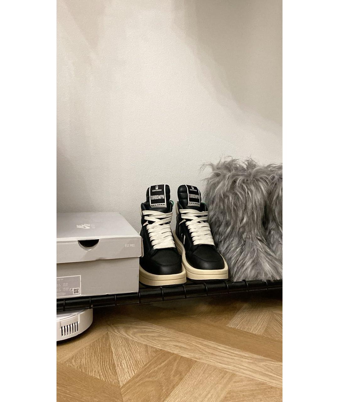 RICK OWENS DRKSHDW Черные кожаные высокие кроссовки / кеды, фото 5
