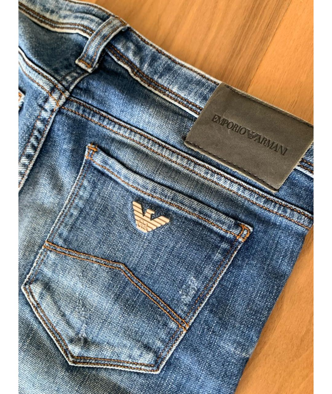 ARMANI JEANS Синие хлопковые джинсы слим, фото 5