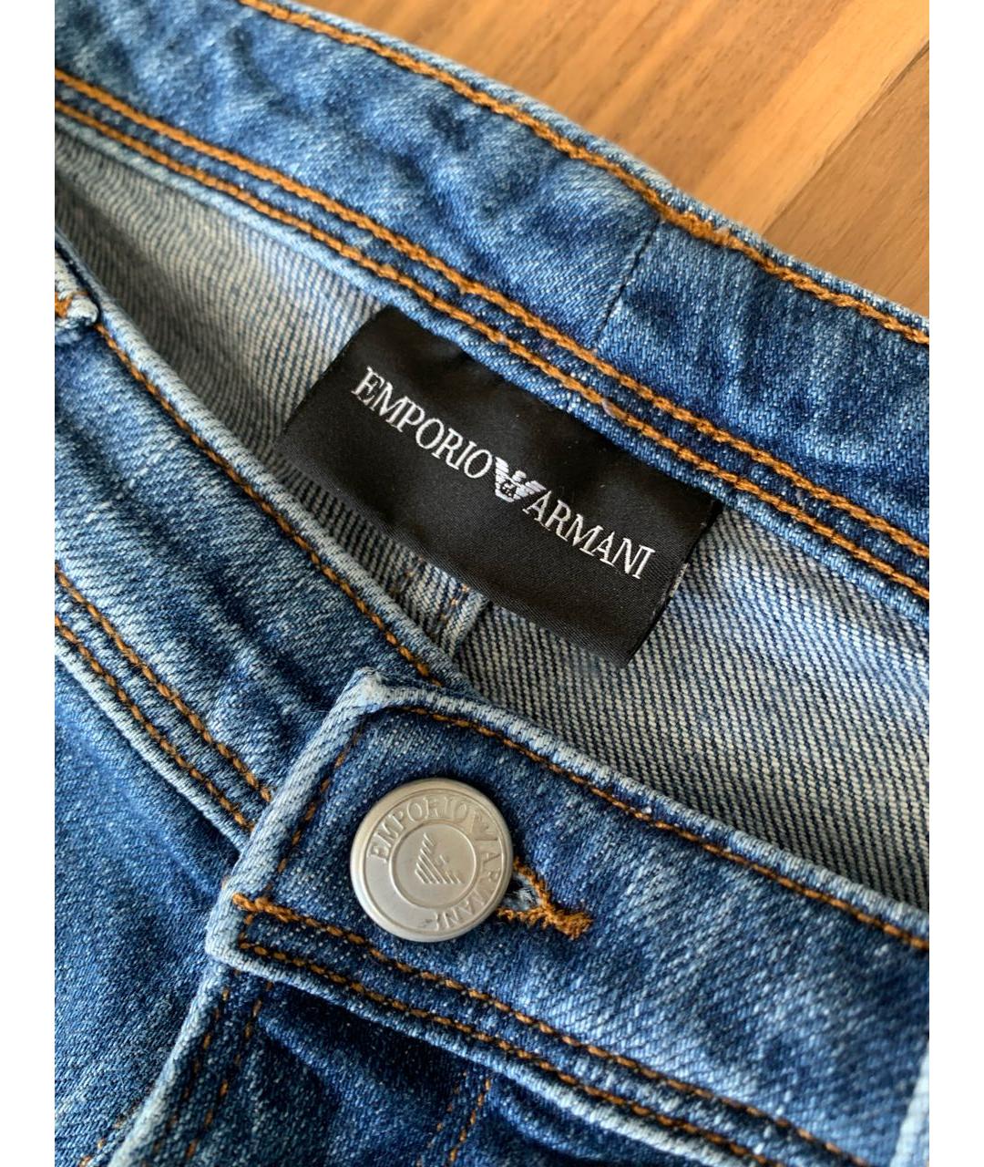 ARMANI JEANS Синие хлопковые джинсы слим, фото 3