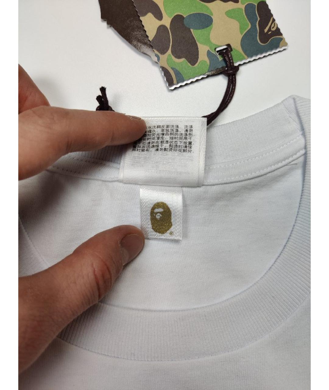 A BATHING APE Белая хлопковая футболка, фото 4